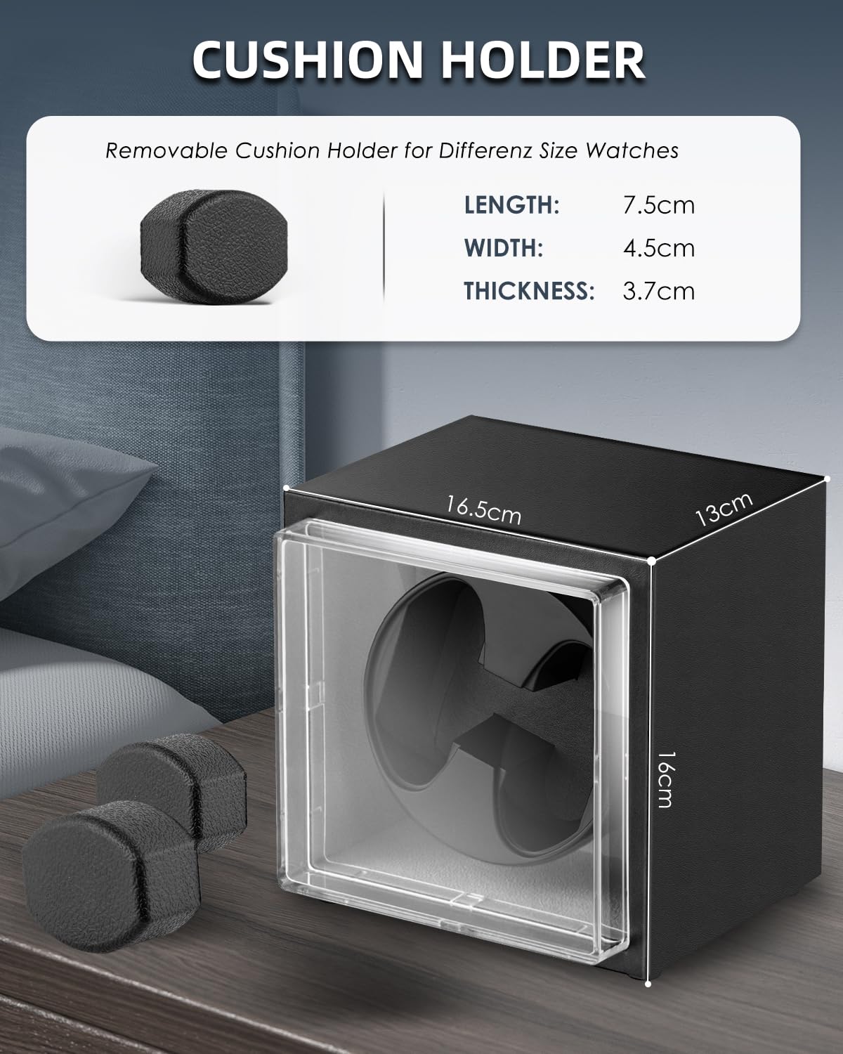 Mxmoonant Cajas Giratorias para 2 Relojes, 5 Modos de Rotación con Motor Silencioso y luz LED, Alimentación por Adaptador de CA y Batería, Silencioso y Elegante