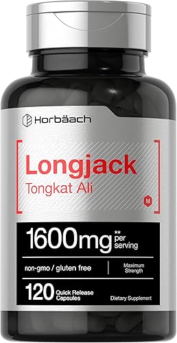 Longjack Tongkat Ali 1600 mg  120 cápsulas  Extracto de raíz Longifolia en polvo  Fórmula de máxima resistencia  Sin OMG sin gluten  por Horbaach