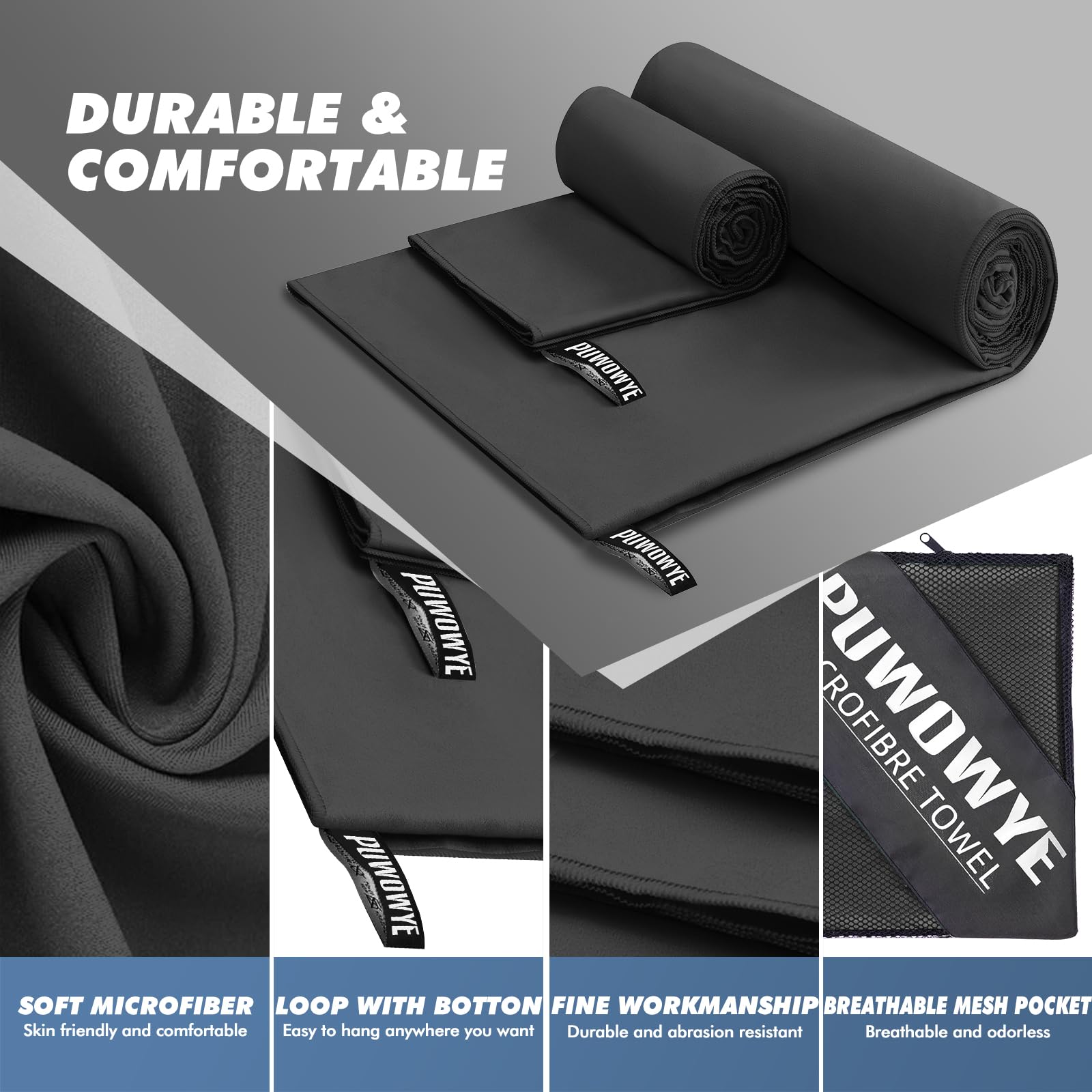 Lot De 2 Serviettes Microfibre Leeyunbee - Séchage Rapide, Ultra Absorbantes - Voyage & Sport