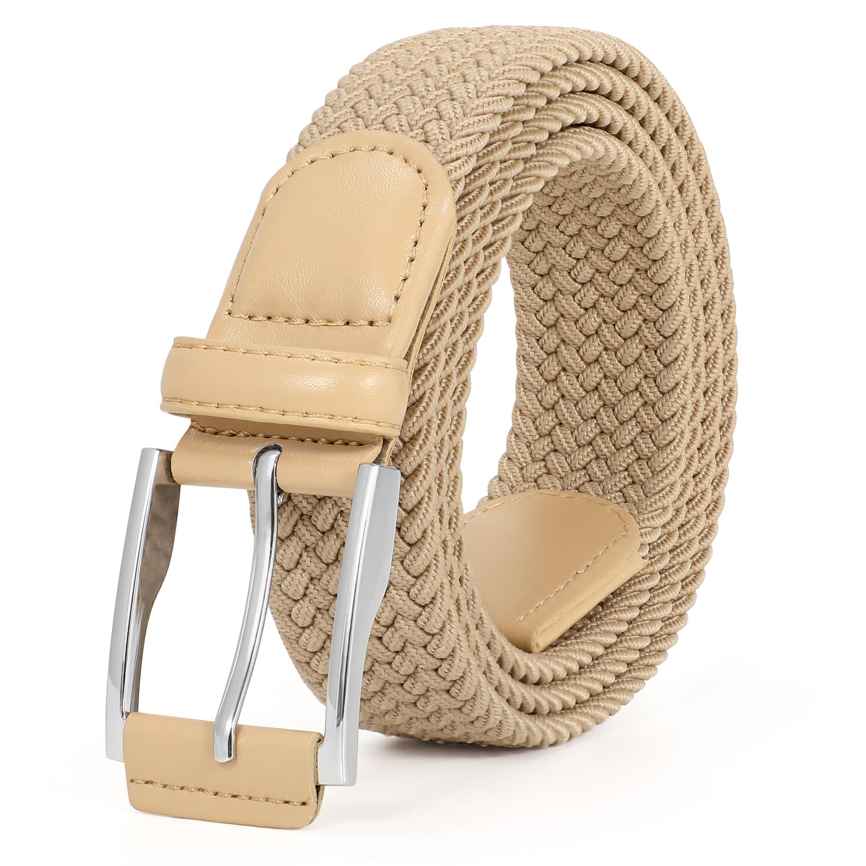 XZQTIVE Braided Stretch Belt Mens Gift Elastic Woven Belt for Golf Casual Pants Shirts Jeans