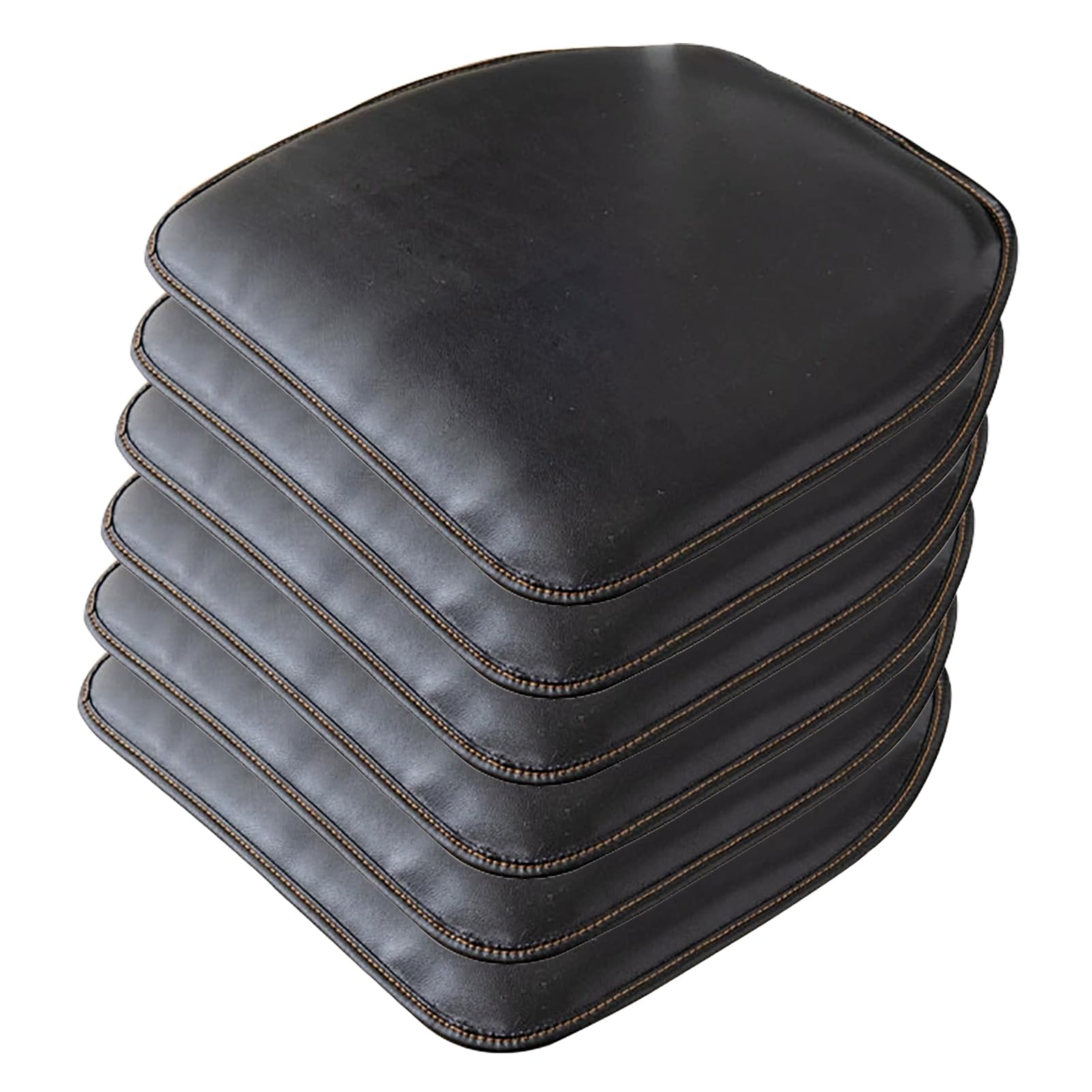 Galette de chaise simili cuir noir lot de 6 coussins imperméables 40x43cm