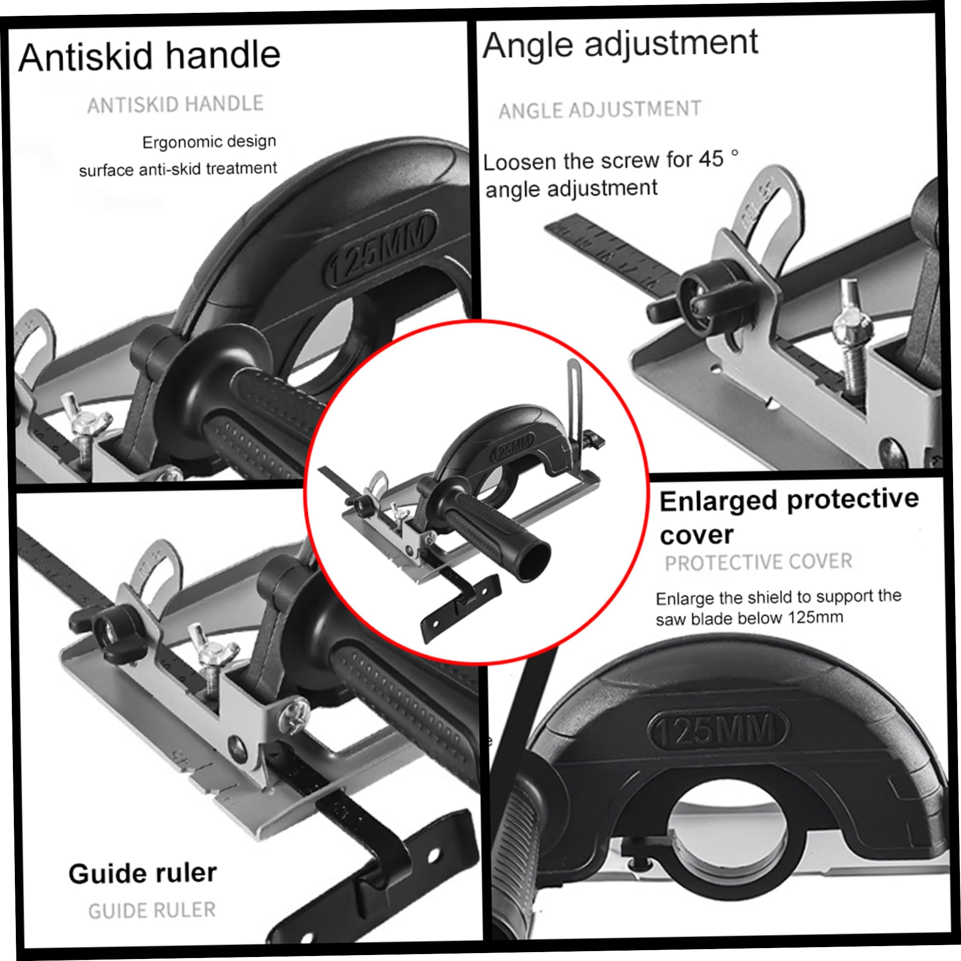 Soporte de corte para amoladora angular ajustable 45 grados con guía base