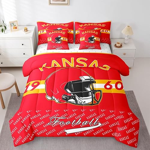 Feelyou Football Twin Comforter Set with Sheets for Kids Boys