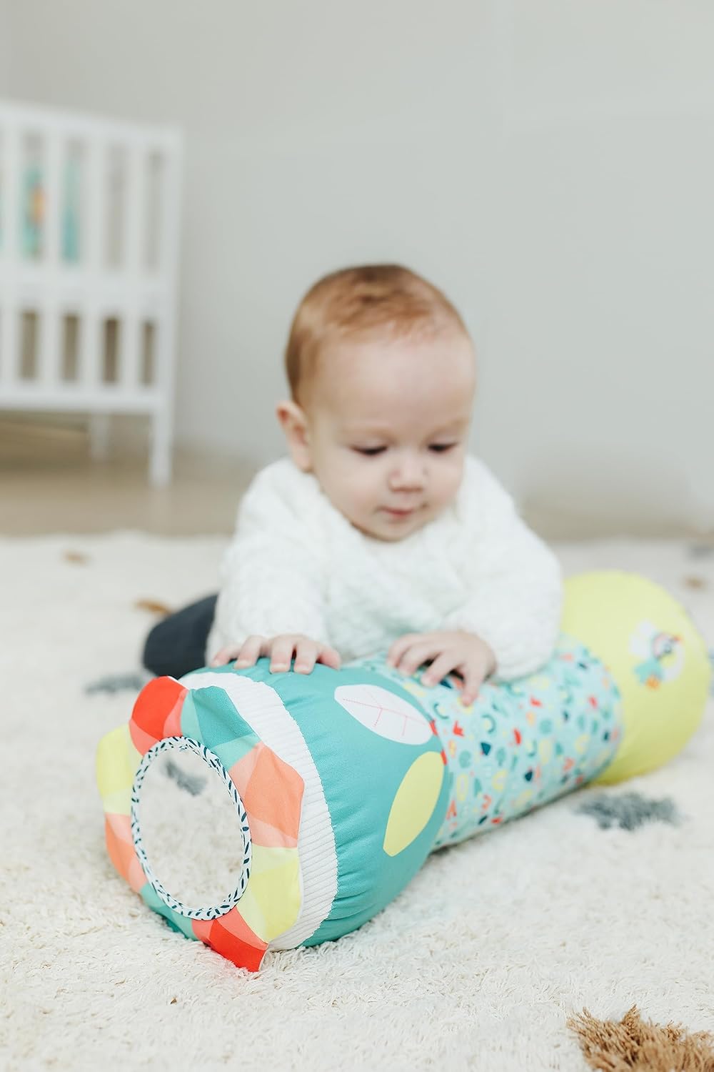 Miniland Large Roller Toy for Tummy Time, Multicolored Infant Developmental, 3 Month Baby, Stimulate and Develop Babies Crawling, Baby Pillow | Feel to Learn Crawling Roller
