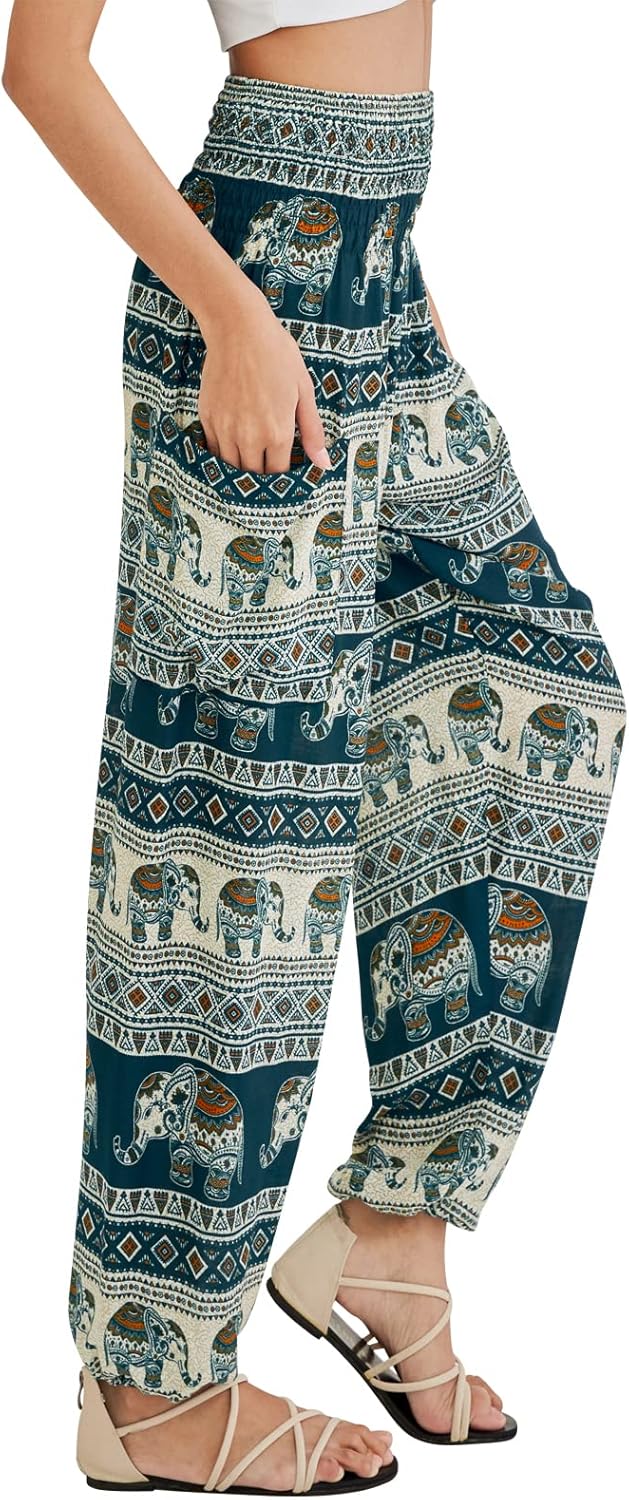 Joob Joob Boho Pants for Women - Hippie Harem Pants Women - Womens Yoga Pants – Comfy Bohemian Flowy Hippie Clothes