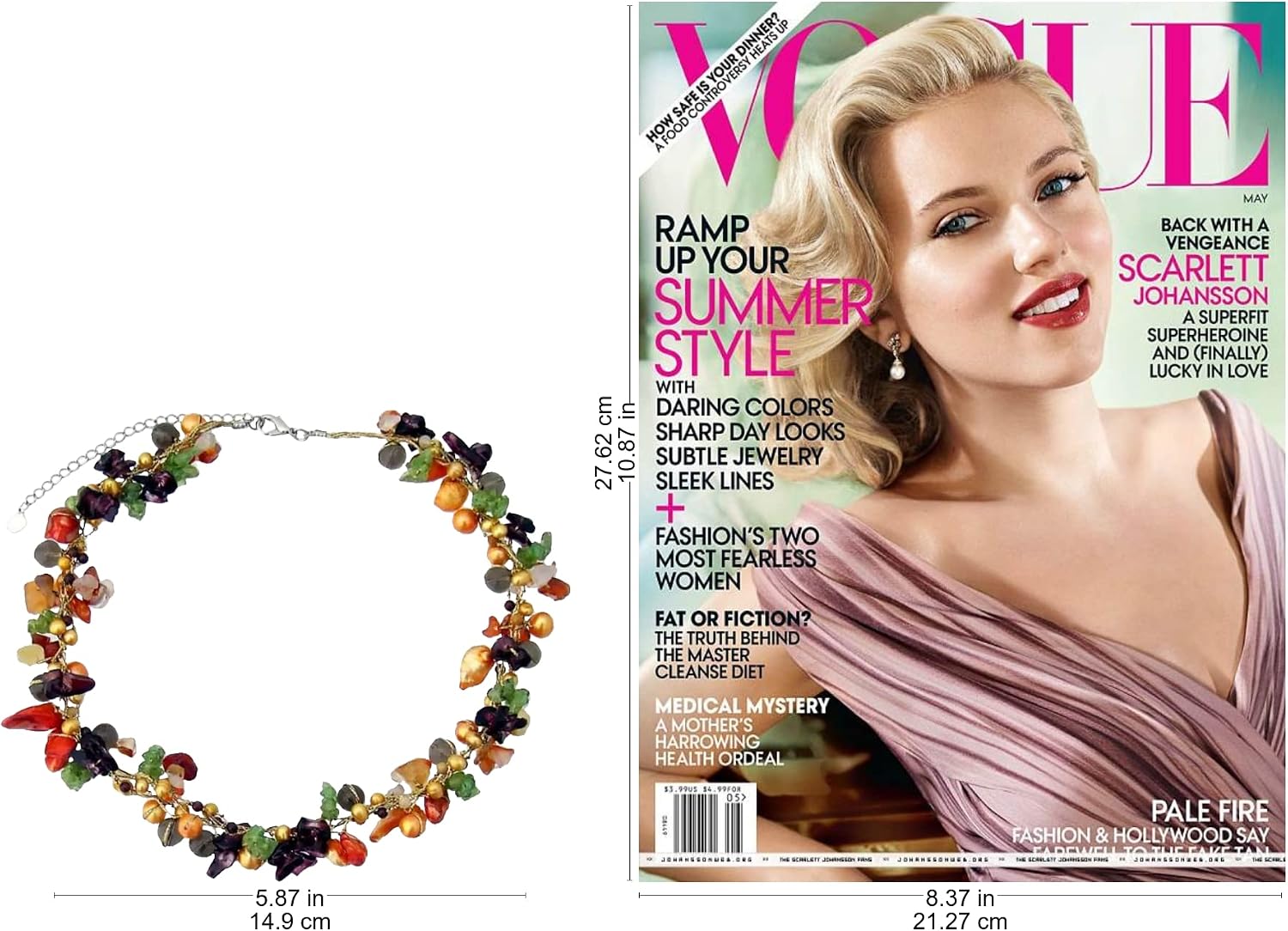 NOVICA Multi-Gem Dyed Cultured Freshwater Pearls Stainless Beaded Necklace 'Sweet Floral Cascade'