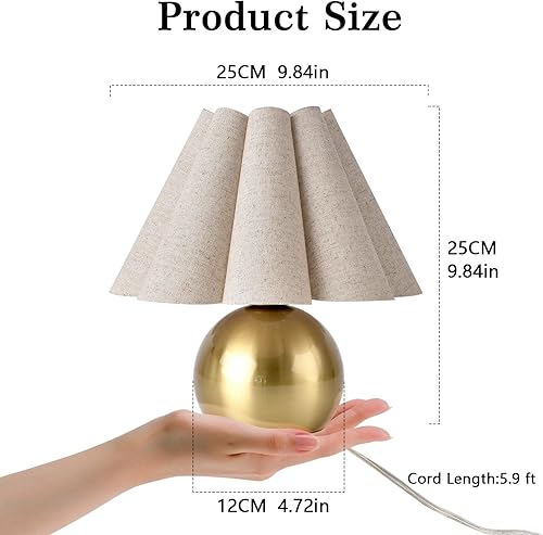 Miniatura 3 de Lámpara de mesita de noche pequeña dorada para dormitorio, lámparas de dormitorio de latón dorado para mesita de noche, lindas mini lámparas de mesa