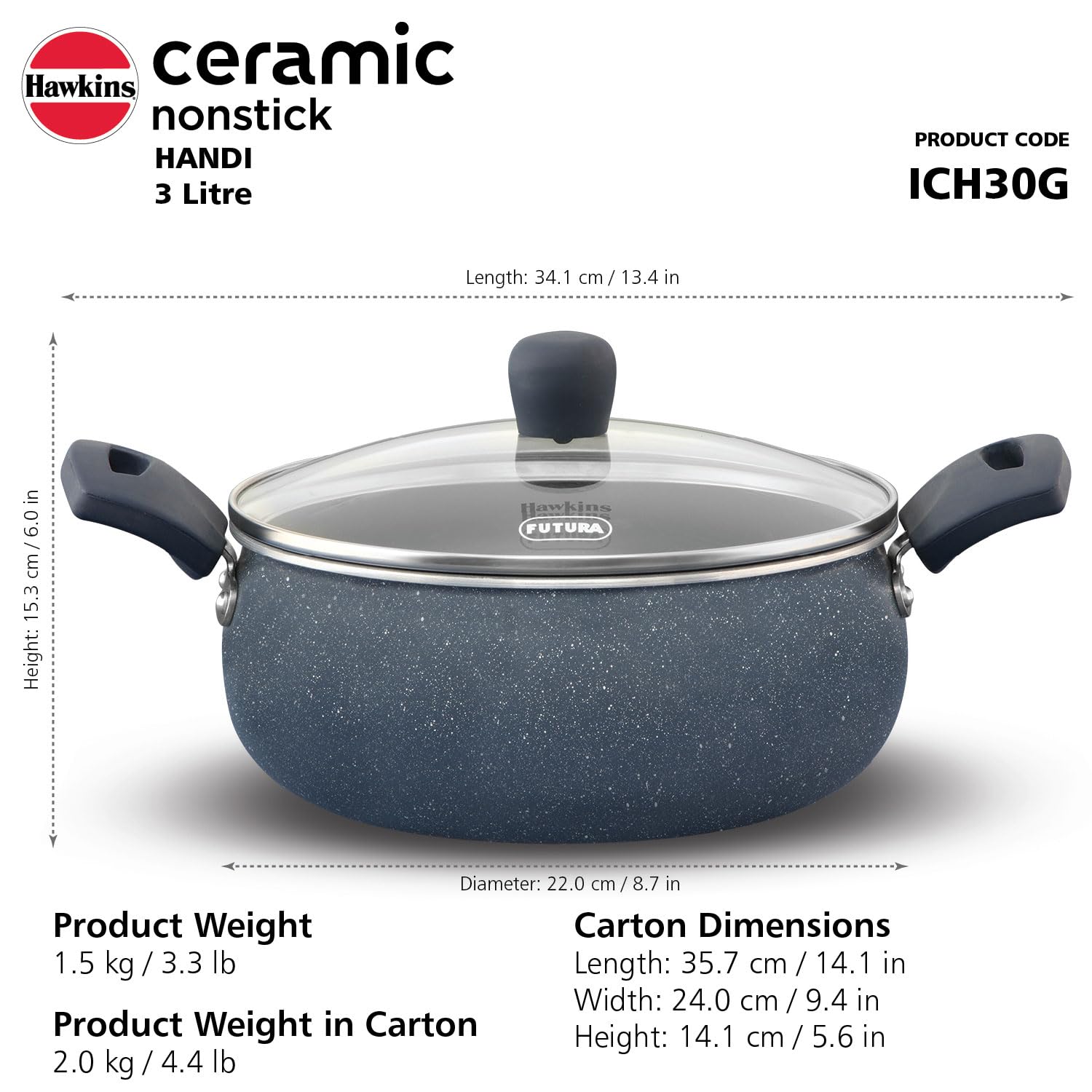 Hawkins Ceramic Handi - Nonstick & Healthy Cooking -8