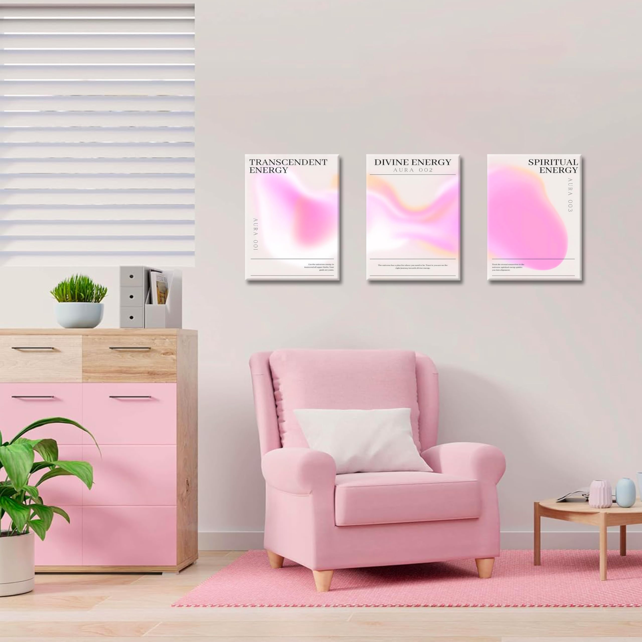 YBARTZQ Set Di 3 Stampe Su Tela Rosa Con Conchiglie - 40x61 Cm, Quadri Decorativi Da Parete Per Camera, Soggiorno, Bagno, Stile Spiaggia - 2