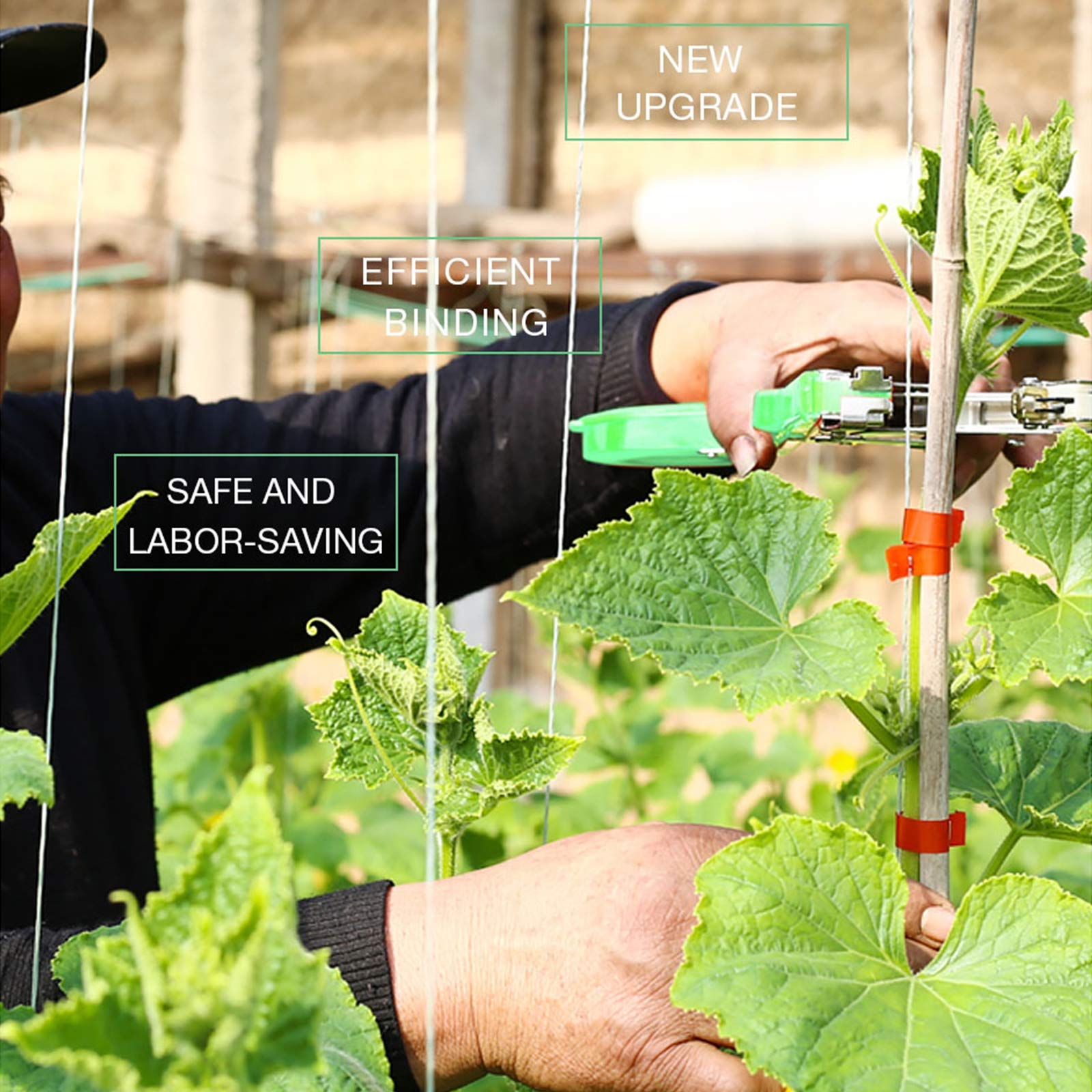 Maquina Para Atar Tomates, Herramienta De Cinta De Jardín Para Atar Ramas De Plantas, Atadora Agricola Cinta,Máquina Carpeta Para Encuadernación De Ramas Planta Flores Frutas Verduras Vine(Verde)