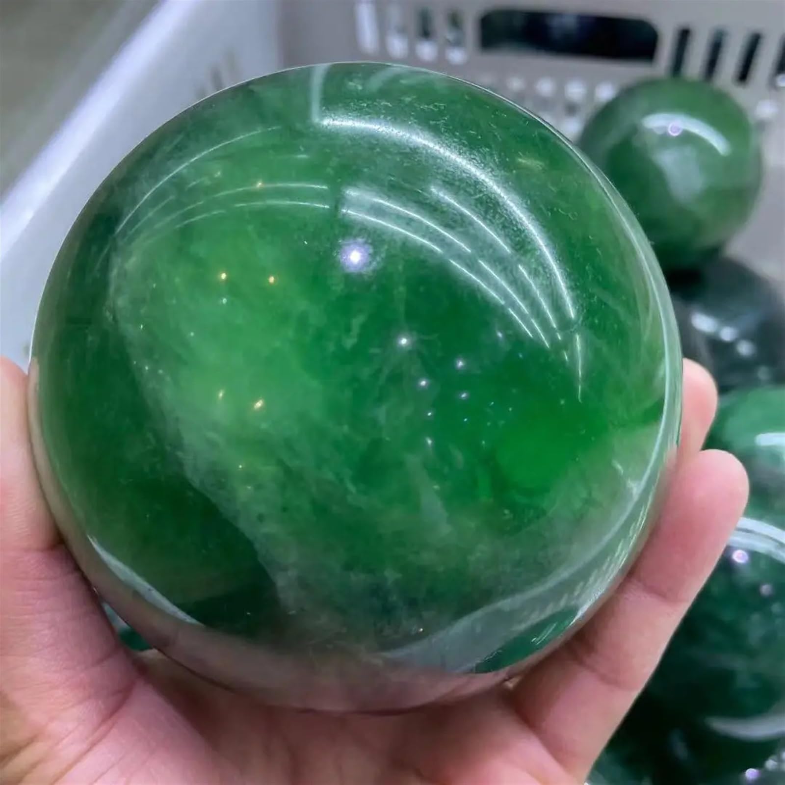 AUOQKQUT Green Fluorite Quartz Crystal Ball Ornaments (Size : 70-80mm) AUOQKQUT