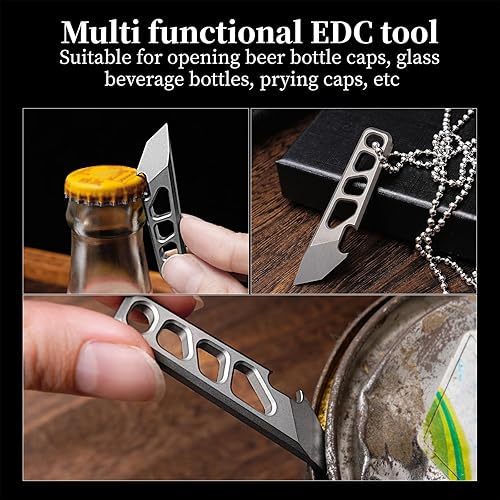 Miniatura 5 de EDC - Mini llavero con barra de palanca, herramientas EDC de titanio, función de abrebotellas portátil, multiherramienta portátil, transporte
