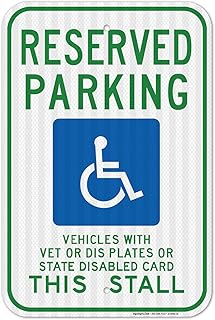Wisconsin Handicap Parking Sign, with Vet Dis Plates or State Disabled Card, Large 12x18 3M Reflective (EGP) Heavy .63 Aluminum, Weather/Fade Resistant, Indoor/Outdoor Use, Made in USA