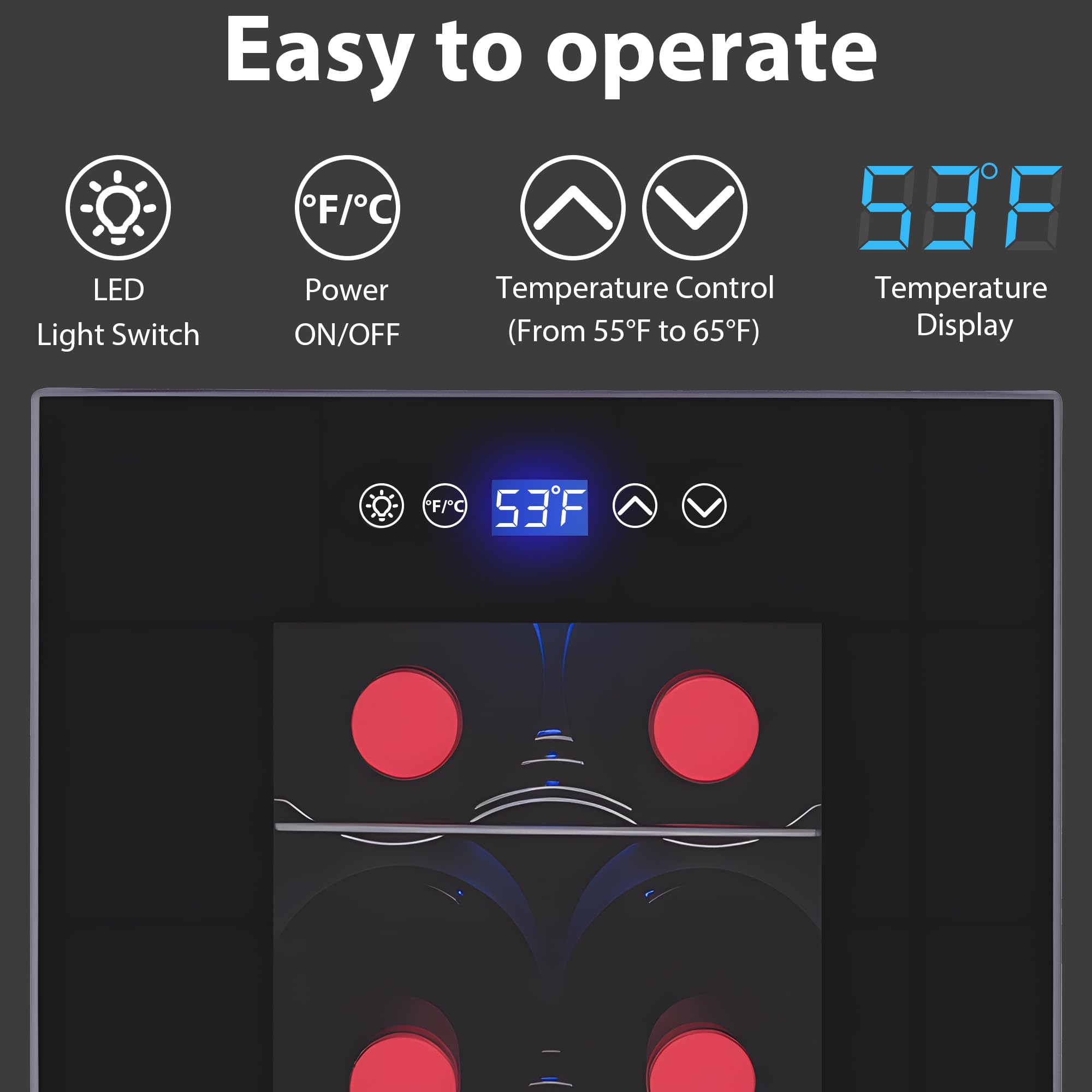 Iceblue Wine Fridge, Digital Temperature Control White & Red Wine 6 Bottle Wine Cooler With Wine Rack, Champagne Wine Cooler Refrigerator For Bar, Home,Kitchen,Gift (Black) on Fridge.com - View 4