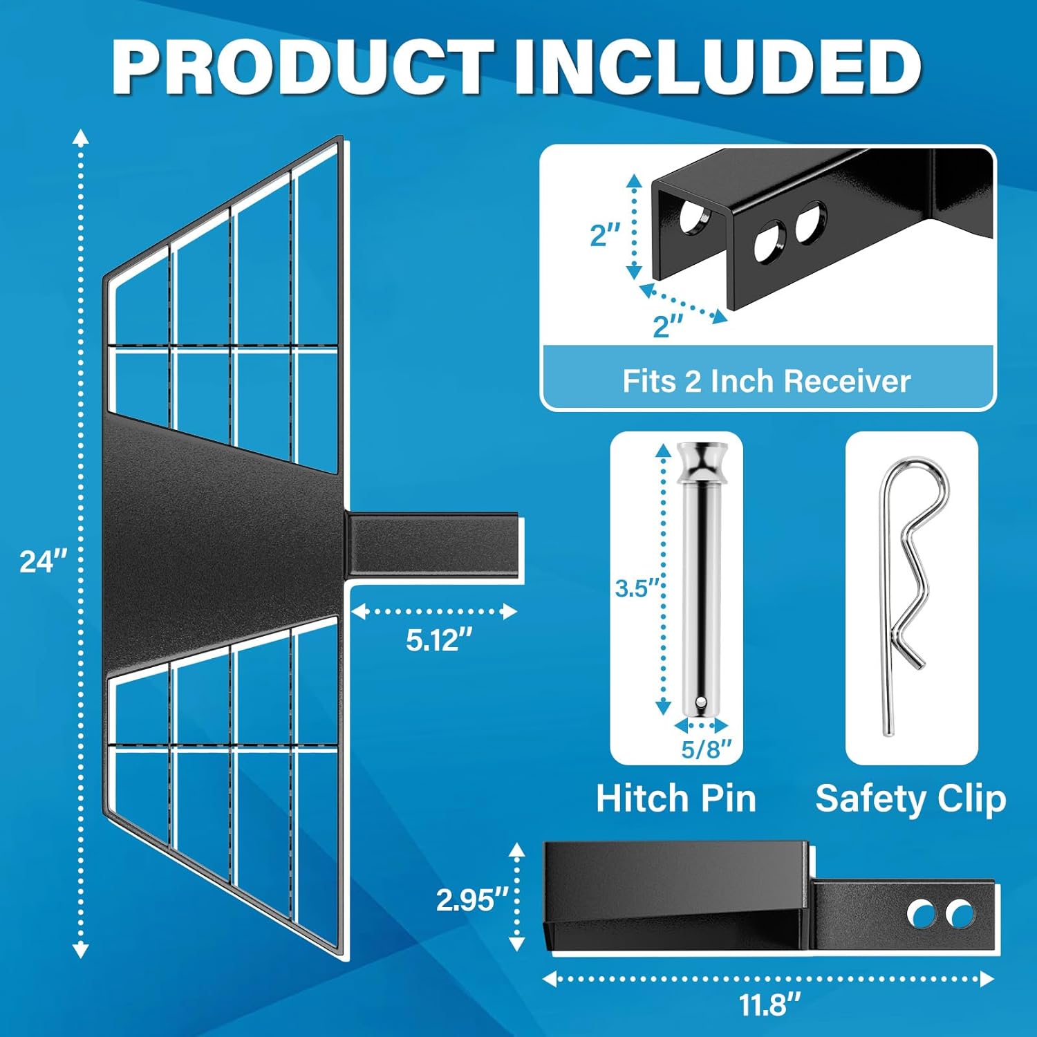 Tow Hitch Step for 2 Inch Receiver, Rear Bumper Guard(24"x11.81"), Anti Slip Trailer Hitch Step for Truck Pickup SUV with Hitch Pin & Clip, Bump Step for 500LBS Load Capacity