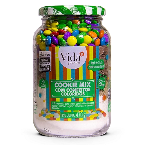 Cookie Mix Com Chocolates Coloridos SEM GLÚTEN 470g - Vida Gourmet Cookie Mix Com Chocolates Coloridos SEM GLÚTEN 470g - Vida Gourmet