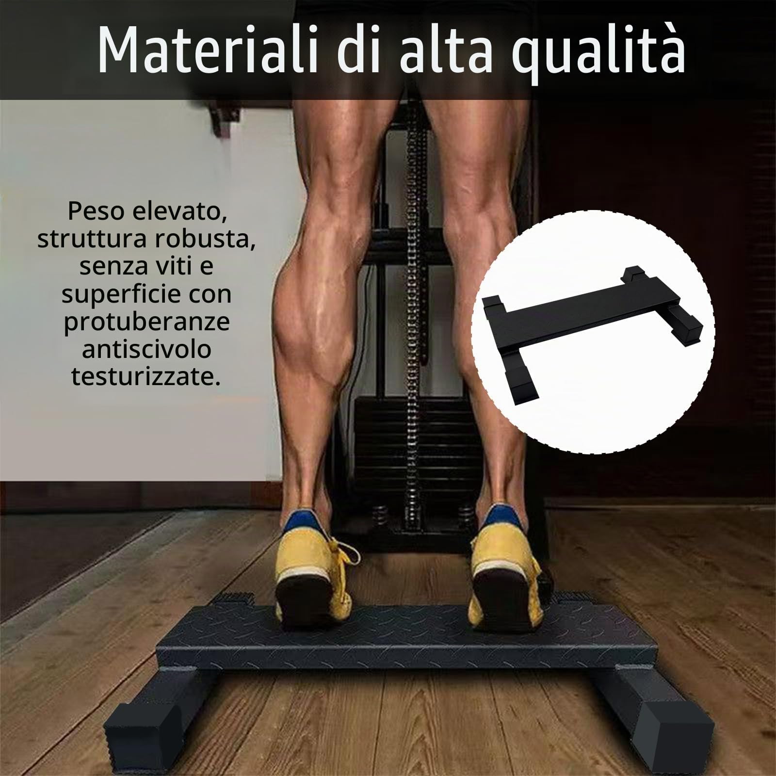 Barra di sollevamento per polpacci, macchina per sollevamento polpacci, in acciaio, antiscivolo, massiccia, per sollevamento polpacci, squat, allungamento dei piedi e esercizi di dip