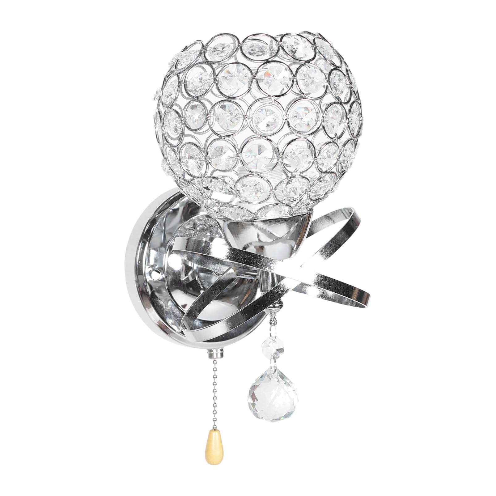 Lámpara de pared de cristal tallado y base de hierro forjado elegante