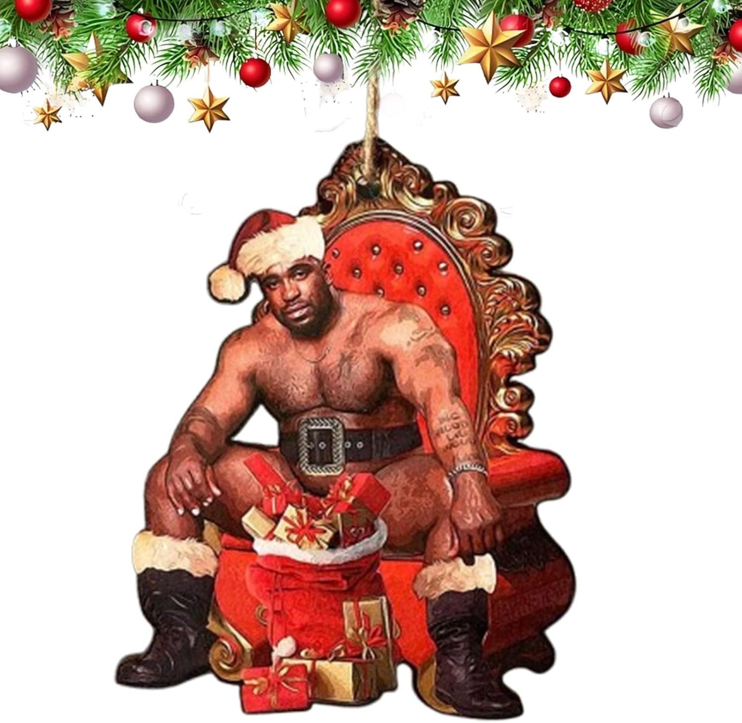 2025 Funny Christmas Ornaments, Barry Wood Wooden Hanging Decor for Christmas Tree Decoration, Funny Santa Hanging Craft Holiday Party Supplies Barry-1pcs