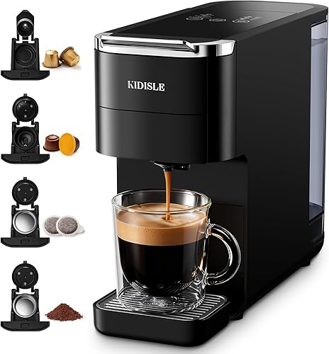 Máquina de café expreso de 20 bares, compatible con cápsulas Nespresso Original y Dolce Gusto, café molido y cápsulas ESE, tanque de 47.3 onzas,