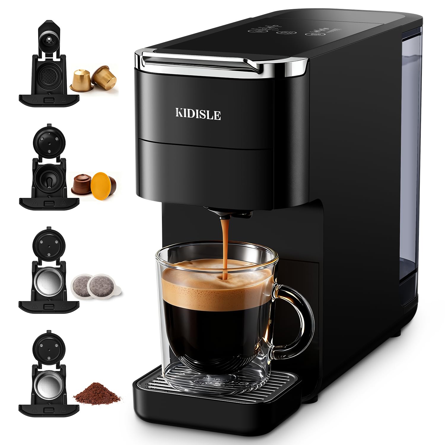 20 Bar Espresso Machine Compatible with Nespresso Original Dolce Gusto Capsules Ground Coffee ESE Pods 47 3oz Tank