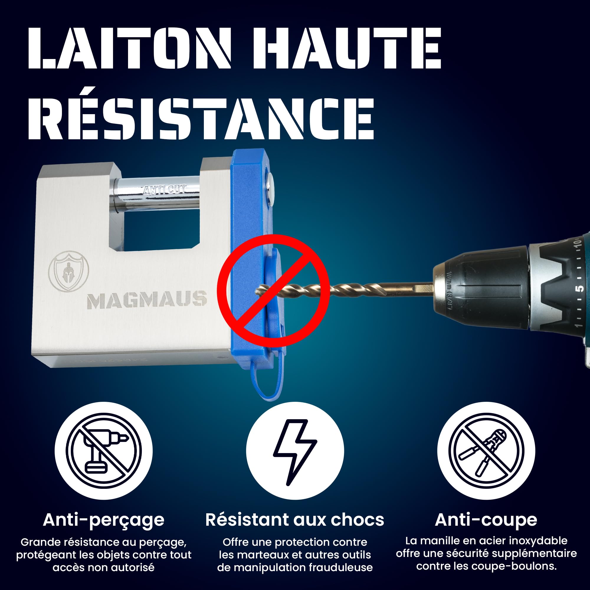 Magmaus® SRL70 Cadenas à Empreinte Digitale - Serrure Biométrique sans Clé, 20 Empreintes, 2 Clés Électroniques, App Tuya, IP68 Étanche pour Portail, Container et Abri Extérieur Résistant