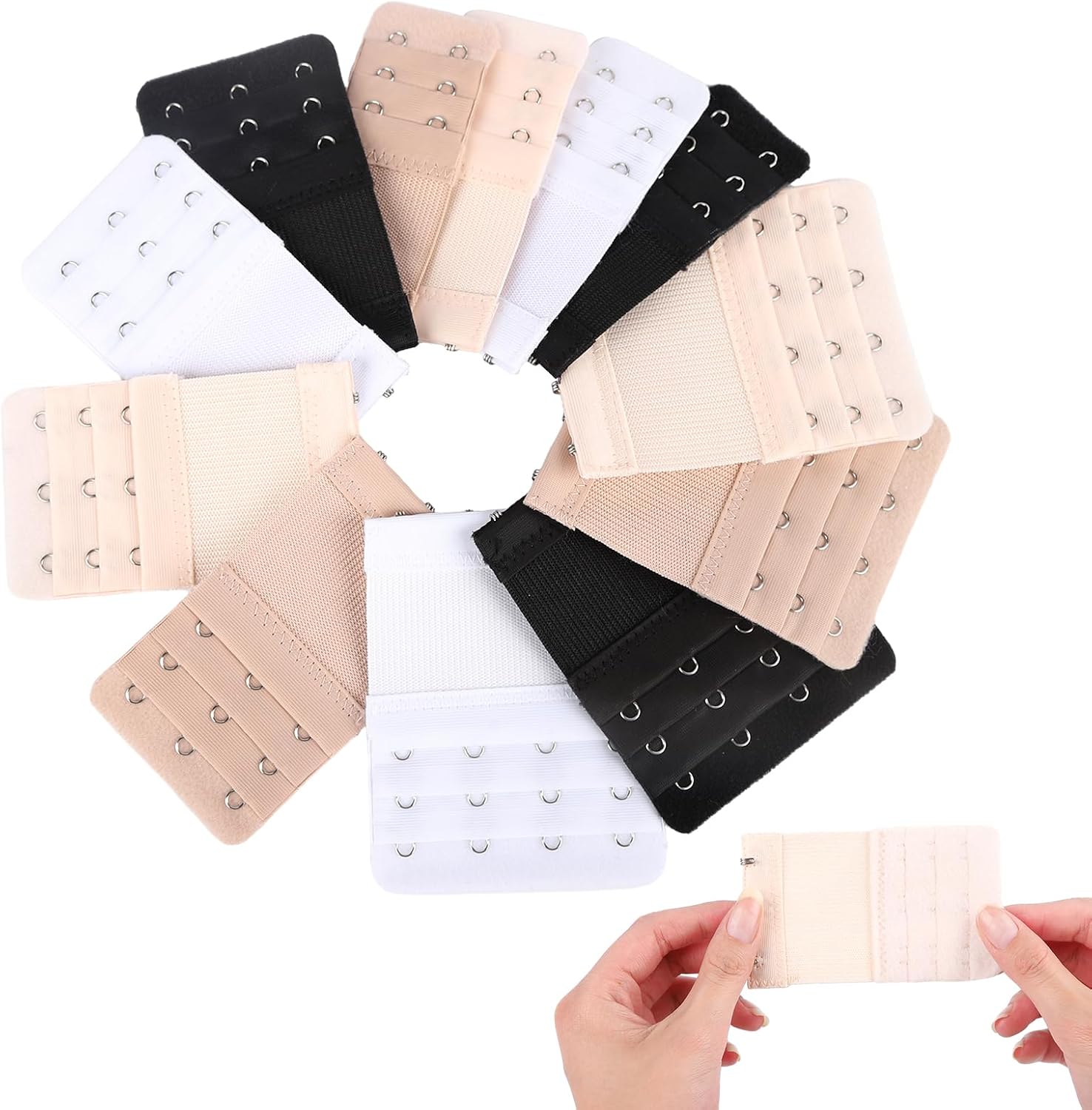 24 Pcs Bra Strap Extender, Elastic Back Extenders in 4 Colors, 2/3/4 Hook Multi Size, Soft Stretch for Comfortable Fit and Extra Room for Women during Pregnancy and Daily Wear