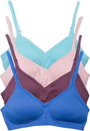 Kalon Womens 4 Pack Demi Padded Bralette Wireless Comfortable Bra