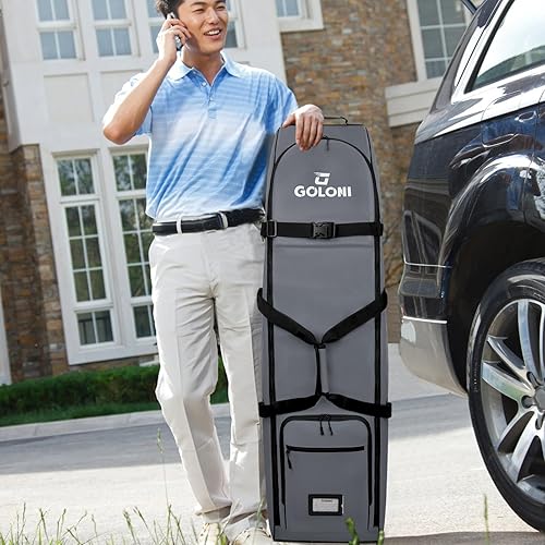 Miniatura 21 de Goloni Bolsa de viaje de golf con ruedas, funda de viaje de golf para aerolíneas, Oxford resistente al desgaste 900D resistente al desgaste Azul