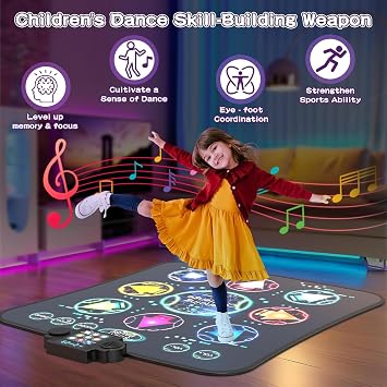 Upgraded Dance Mat Toys for Kids 3-12 Years, Electronic Dance Pad with Light-Up 9-LED Buttons, 3 Game Modes, Adjustable 7-Level Volume, Birthday for Girls and Boys