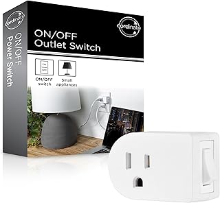 Cordinate Grounded Outlet On/Off Power Switch, 3 Prong, Plug in Adapter, Easy to Install, for Indoor Lights and Small Appliances, Energy Saving, White, 49968, 1 Pack