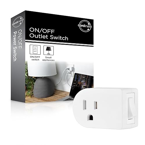 Cordinate Interruptor de encendido y apagado con toma con conexión a tierra, 3 clavijas, adaptador de enchufe, fácil de instalar, para luces