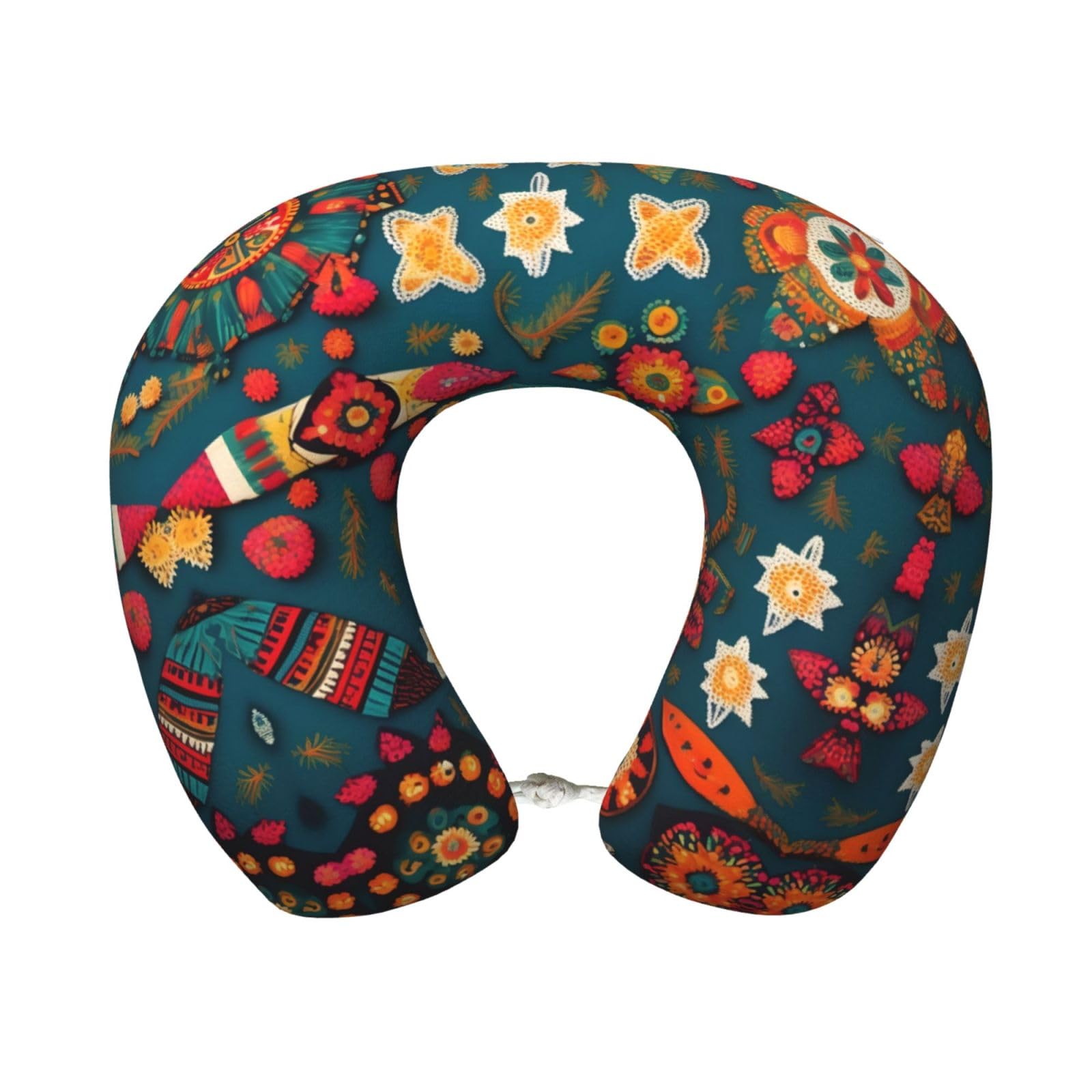 peiyeety Mexican Folk Boho Print Custom U-Shaped Pillow,Memory Foam Cervical Neck Travel Pillow,for Home,Camping,Travelling