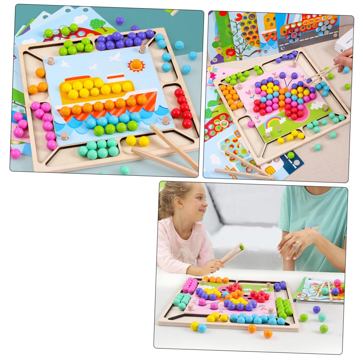 Toddmomy Giocattolo di Pinze per Perline in Legno per Ragazzo Ragazza | Educazione Precoce, Interazione Genitore-figlio, Robusto e Sicuro, per Asilo e Gioco Creativo