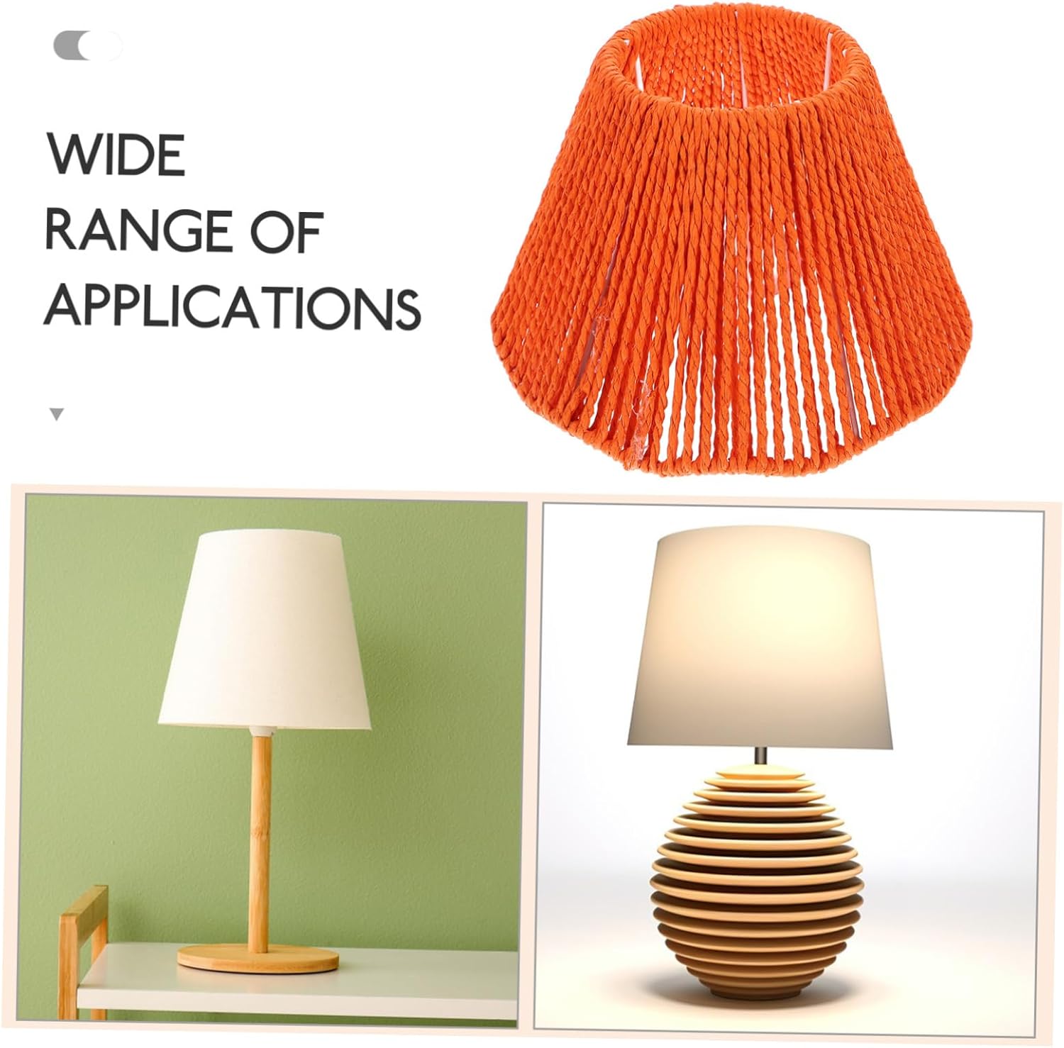 jojofuny Paper Rope Woven Lampshade Grey Ceiling Light Cover Socket Decorative Lampshade for Living Room