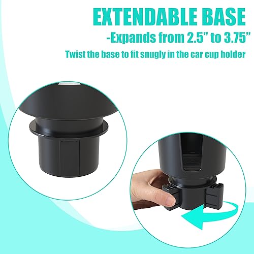 Miniatura 3 de Expansor de portavasos grande mejorado para automóvil con base expandible compensada compatible con Yeti Mug1014oz Yeti Rambler 24263646 oz Hydro