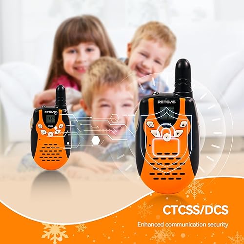 Miniatura 7 de Walkie Talkies Retevis para niños, recargables, 22 canales, FRS VOX, radio bidireccional para niños (naranja, 1 par)
