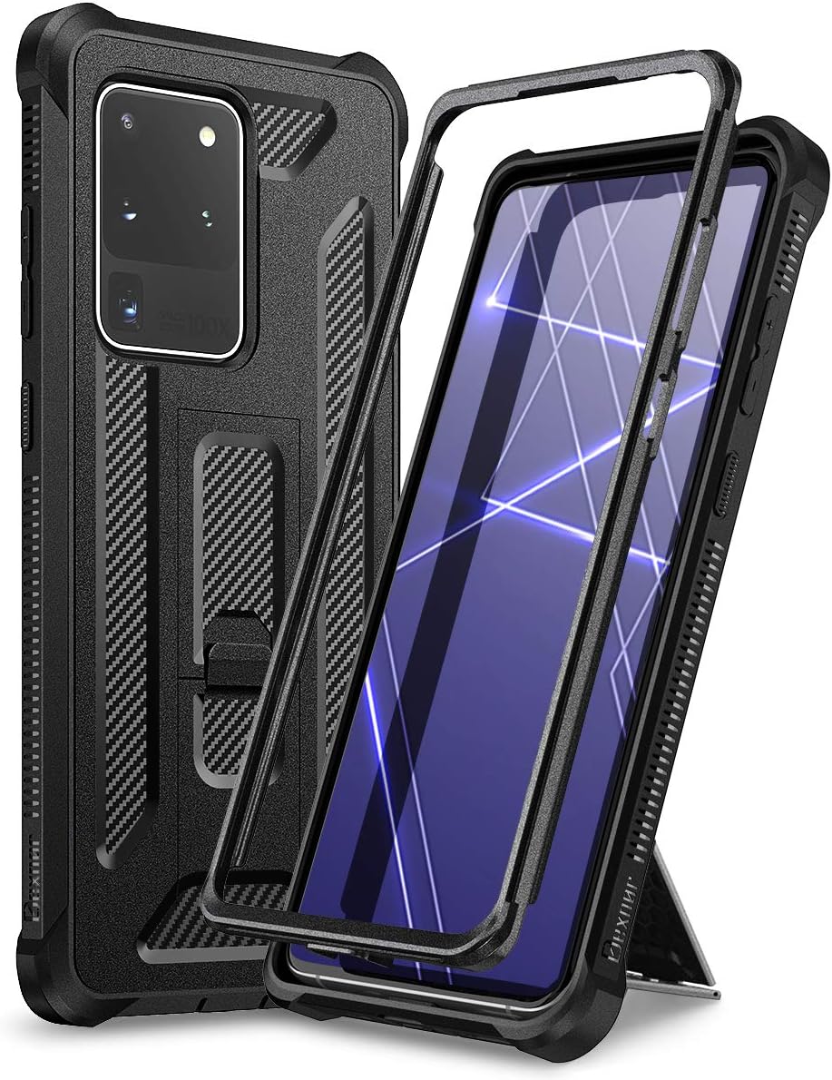 Dexnor Galaxy S20 Ultra 5G Case with Kickstand Full Body Heavy Duty Military Grade Protection Defender Shockproof TPU Bumper Rugged Protective Case for Samsung Galaxy S20 Ultra 5G 6.9" Black