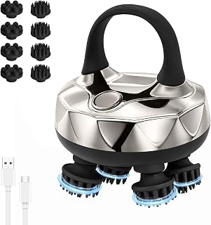 Snailax Electric Scalp Massager, 2026 Upgraded Head Massager | 8 Heads, 3 Modes, Red Light, Type-C, Cordless ,Waterproof, Low Noise at Home, Office, Travel, for Hair Growth&Stress Relax