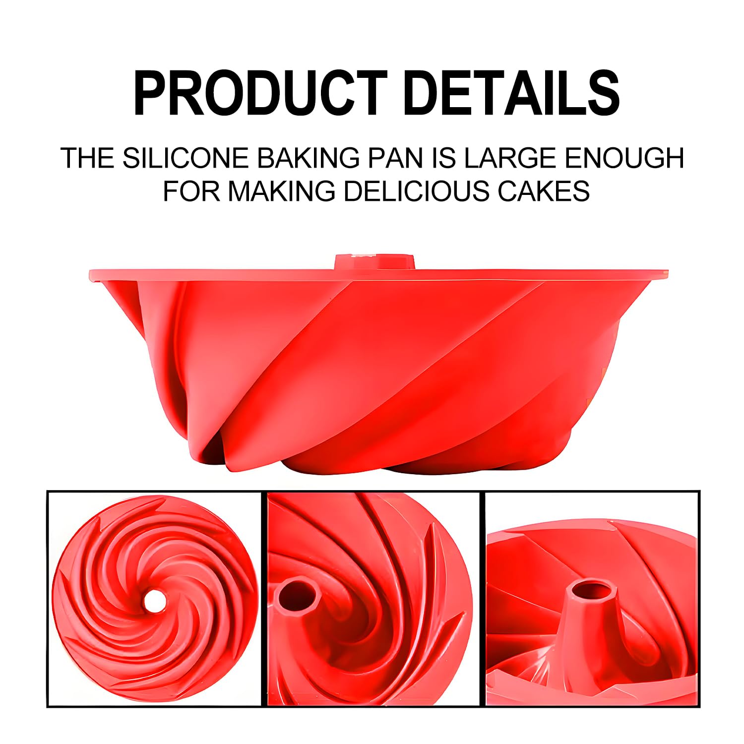 saphe Molde de silicona estriado para tartas, utensilios para hornear, antiadherente, redondo de 10 pulgadas para hacer pasteles, gelatina, gelatina, pan, brownie, molde de silicona para hornear