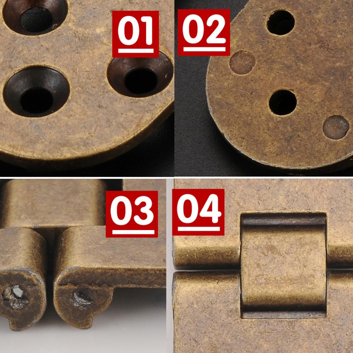 jojofuny 4pcs Bronze Invisible Cabinet Hinges Metal Home Furniture Accessories Semi-Concealed Wardrobe Turning Hinges for Kitchen Cupboard Doors