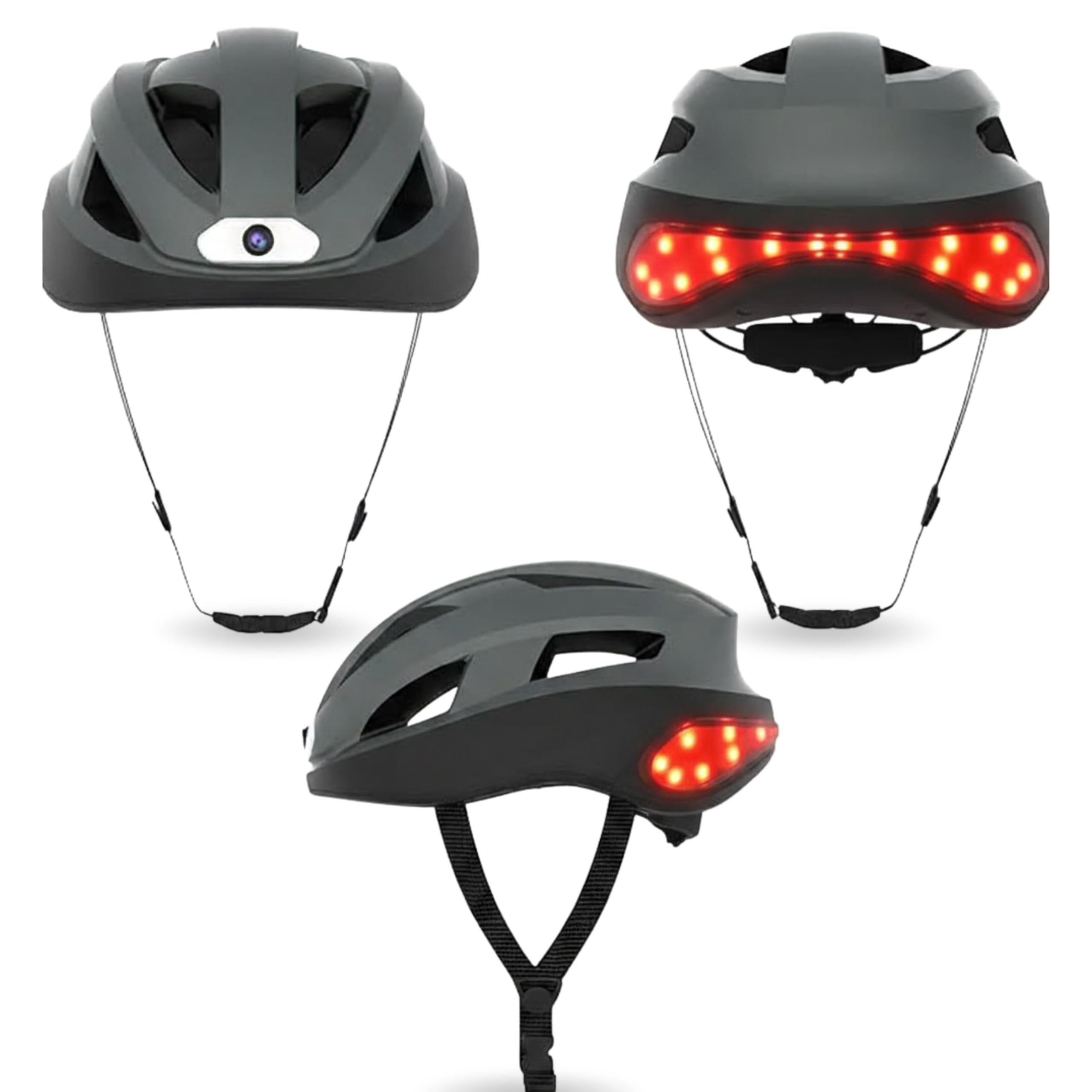 BikeKit Smart Bike Helmet, Safe, Ventilated, Lightweight, Siri Compatible, 1080 Px HD Camera (OPTIONAL), SD Card Slot Headlamp Stop & Turn Lights Bluetooth 5.2, Speakers Mic, Voice-Remote-App Control