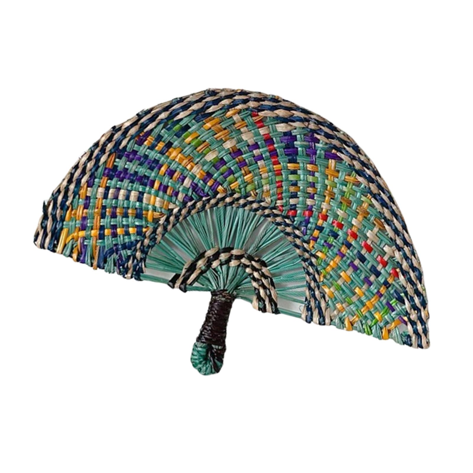 FGDTREE Hand Weaving Straw Fan Grass Hand Cooling Fan Refreshing Color Lover Wall Decoration Wall Decoration