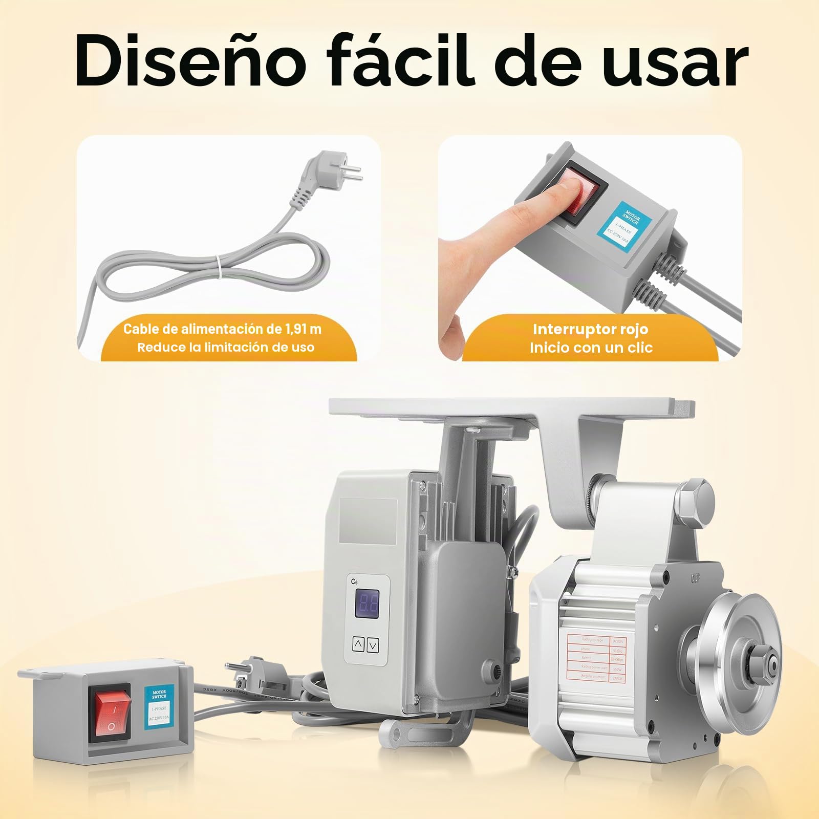 Servo motor de 550 W, ahorro de energía, 220 V, servomotor eléctrico sin escobillas, motor de máquina de coser industrial, velocidad nominal: 3000 rpm