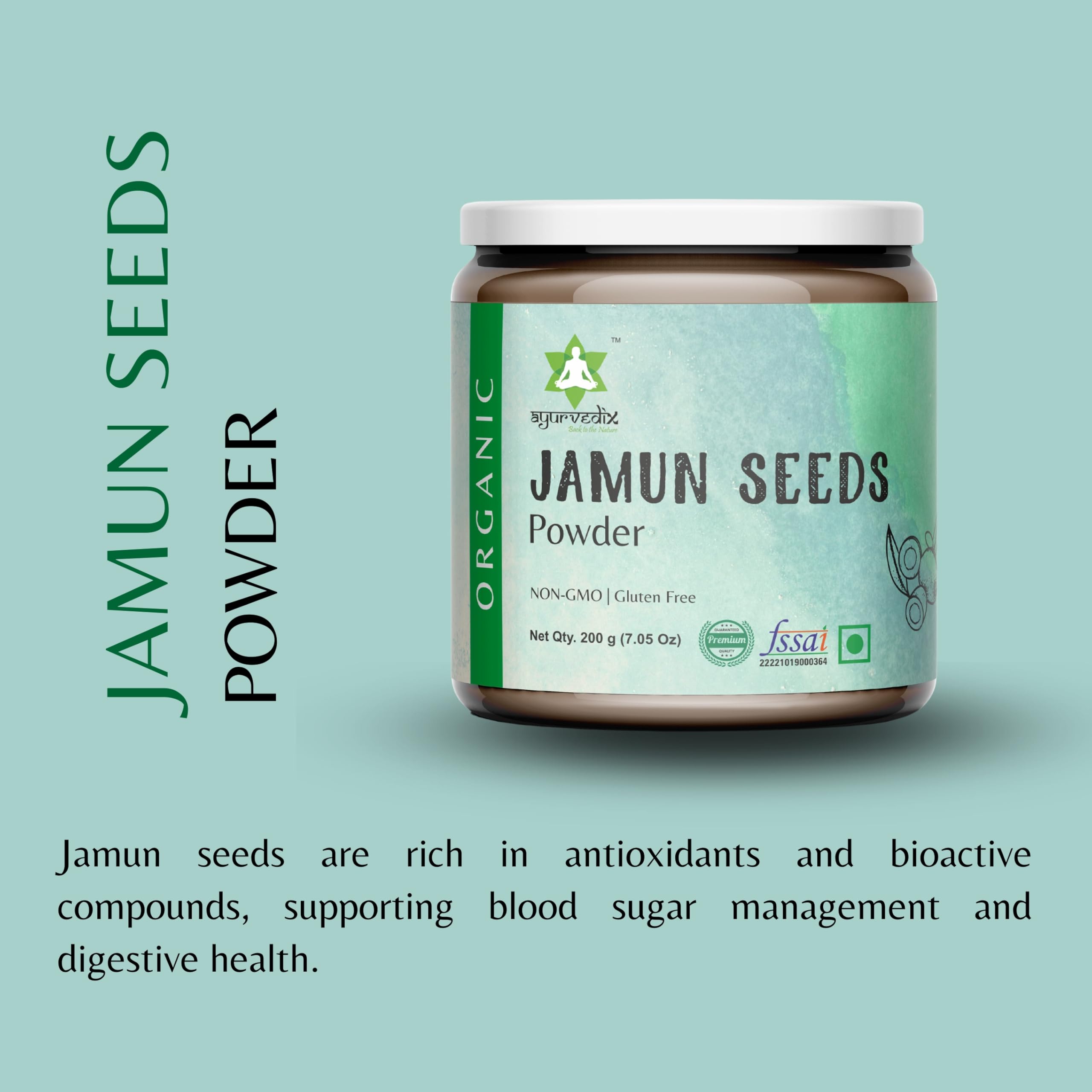 Ayurvedix Jamun Seed Powder 200g | Jamun Guthli (Syzygium cumini) Powder | Supports Digestion, Metabolism & Daily Wellness | Natural Antioxidant Herbal Powder 2