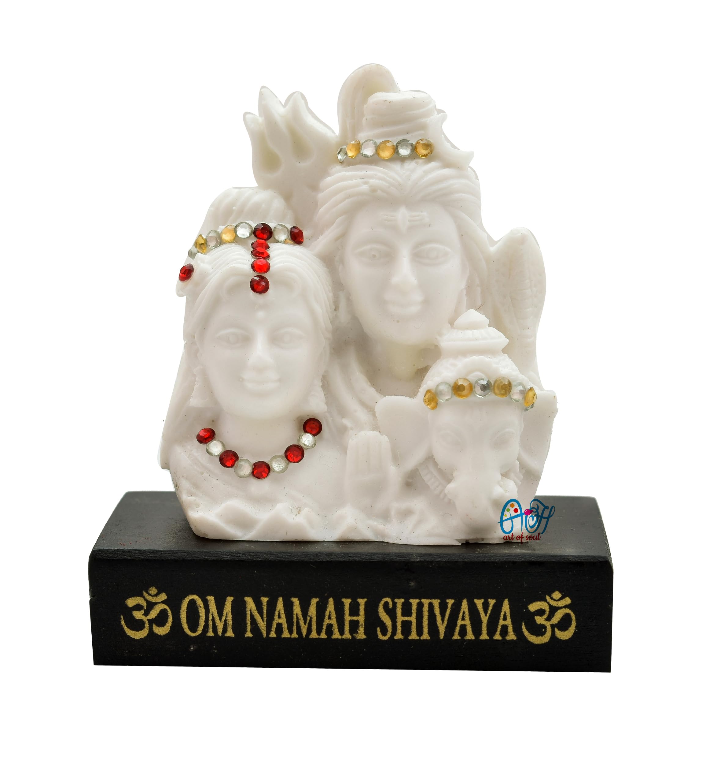 Archna Handicraft Polyresin White Shiv Parivar with Stand for Car Dashboard Home Decor Gifting Diwali Birthday Festivals 3.5 x 3 Inches(120 gm), Religious - Image 5 thumbnail