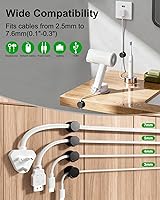 Vista 6 de OneLeaf 12 Pack 360° Rotatable Spring Cable Clips[1s Lock], Adhesive Cord Holder for Nightstand, Phone Charger Cord Holder for Desk Home Office Car