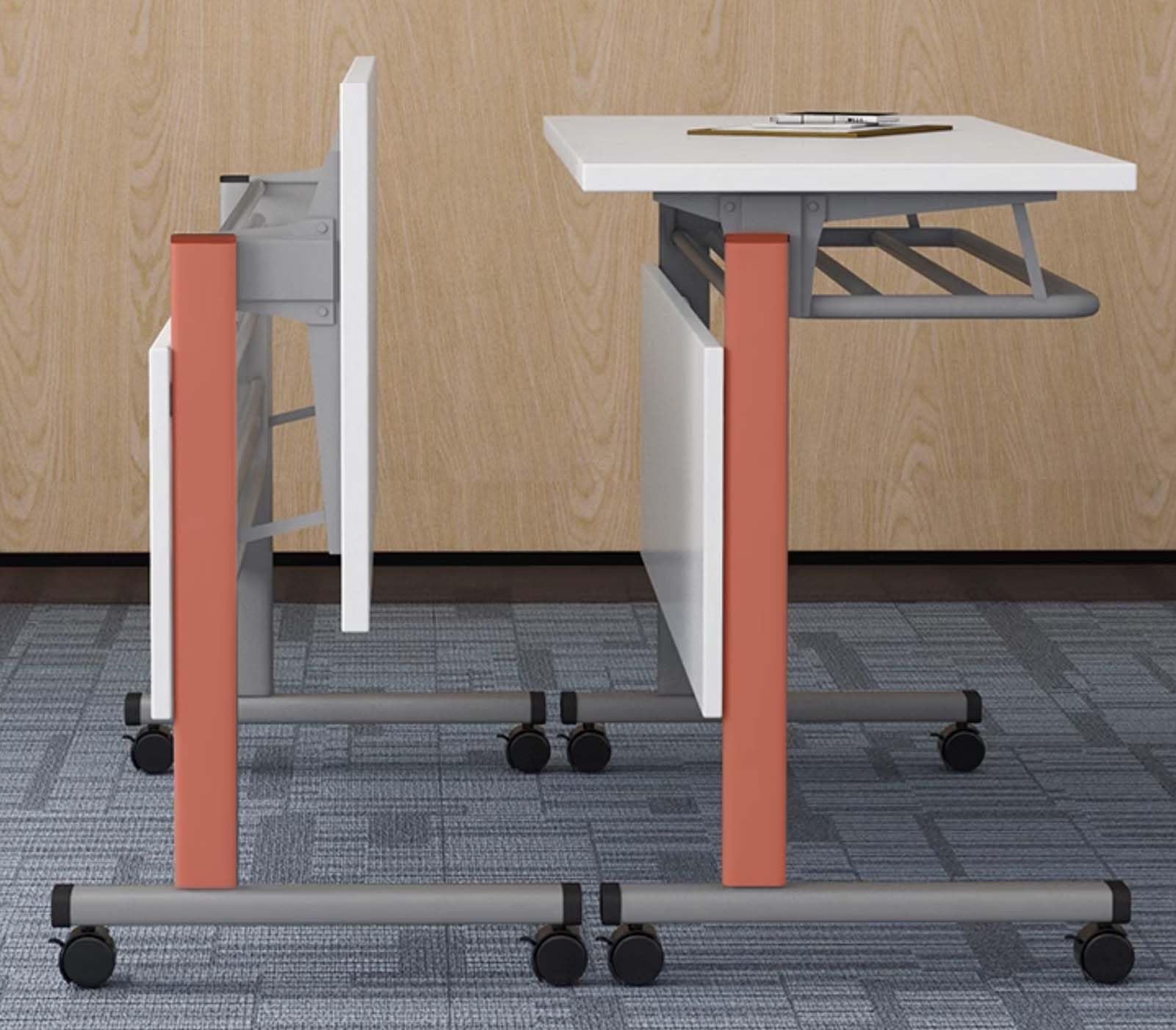 Scrivania pieghevole portatile con ruote, postazione di lavoro mobile per ufficio, conferenze, casa, scuola o sala di formazione, tavolo pieghevole versatile per computer portatile per una facile