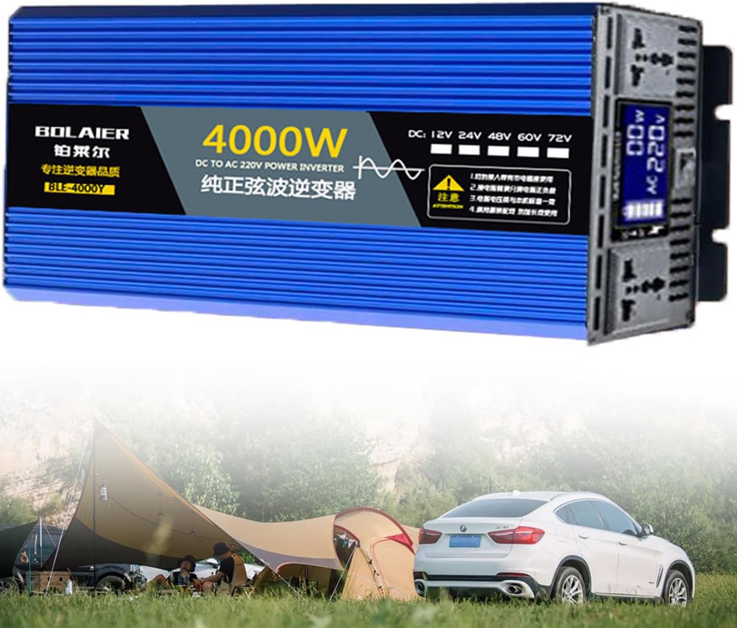 2500W 4000W 5000W 6000W 8000W 10000W 12000W Solar Power Inverter Pure Sine Wave Inverter DC 12V 24V 48V 60V 72V to 110V 120V 220V 230V 240V AC Portable Power Bank Voltage Converter Solar Inverter(4000
