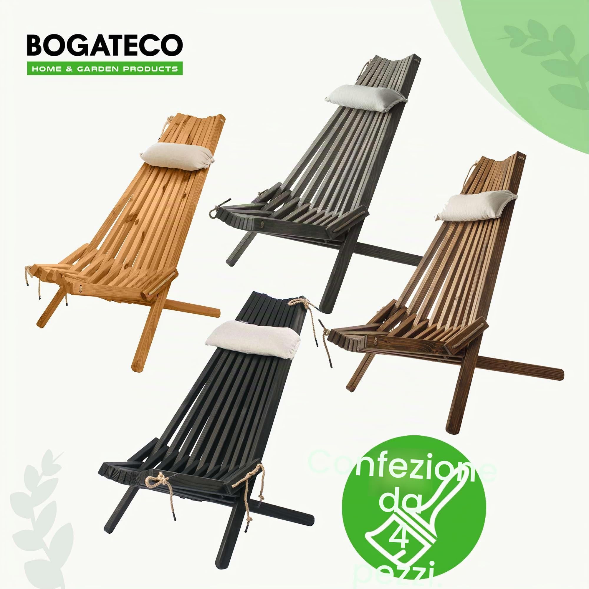 BOGATECO Sdraia da Giardino Pieghevole in Legno con Cuscino Poggiatesta - Lettino Prendisole per Piscina, Terrazza e Solarium - Sedia a Sdraio in Legno senza Metallo - 100 x 55 x 30 cm - Marrone